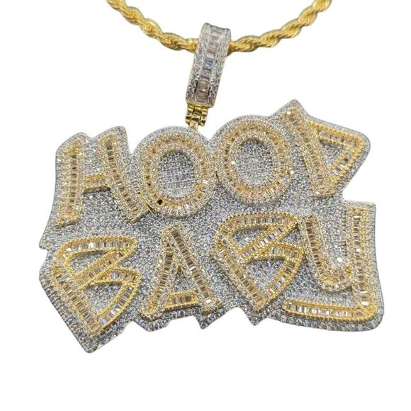 14K Bi-Color Gold Finish Good Baby - Free 24" x 3mm Rope Chain. - Picture 8 of 9